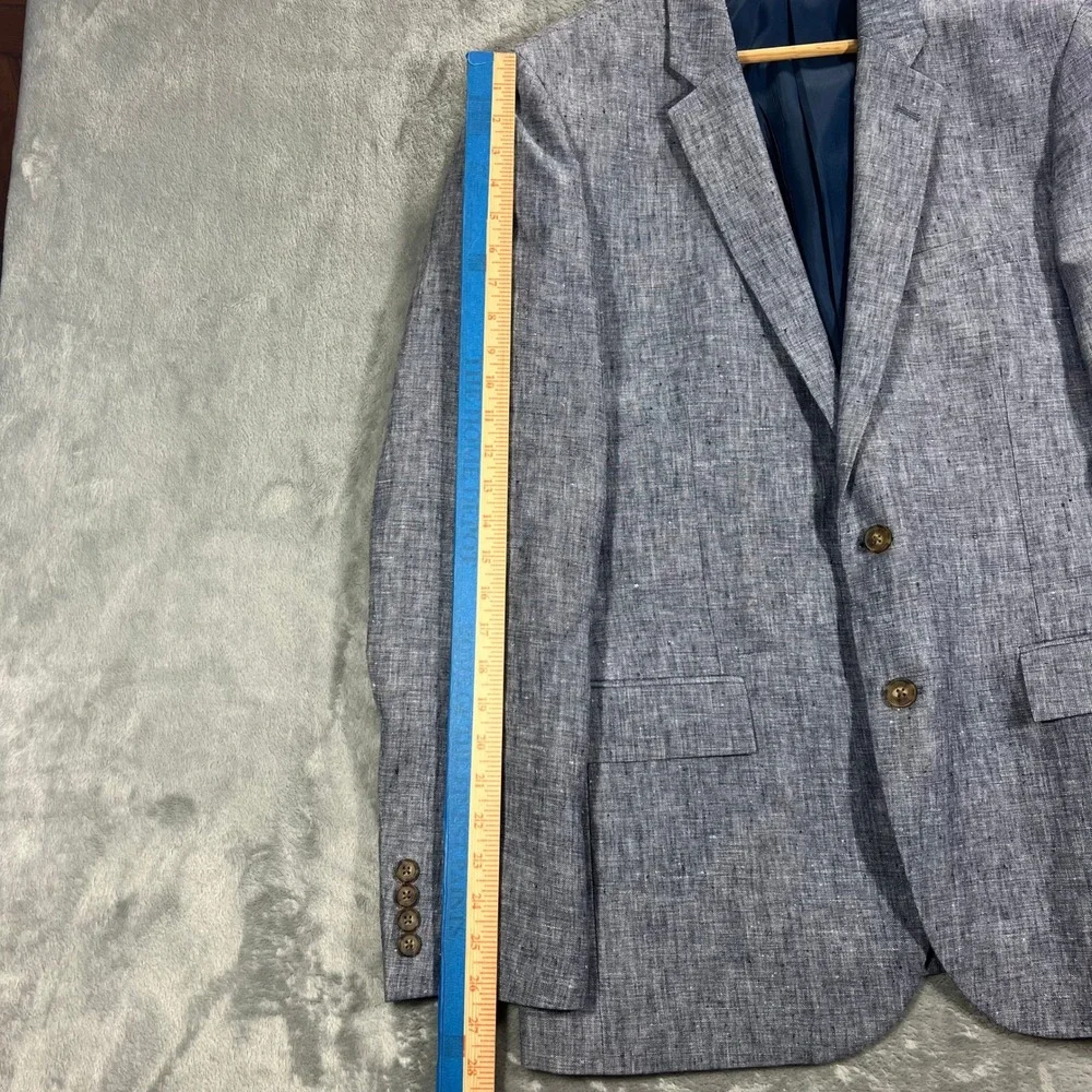 J.Crew Thompson Blazer Mens 42R Blue Excellent 100% Linen Sport Coat H5090